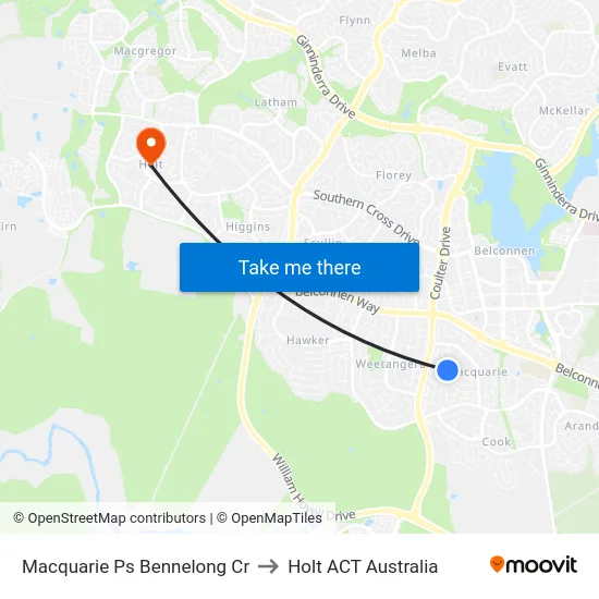 Macquarie Ps Bennelong Cr to Holt ACT Australia map