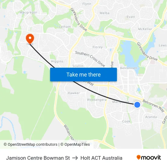 Jamison Centre Bowman St to Holt ACT Australia map