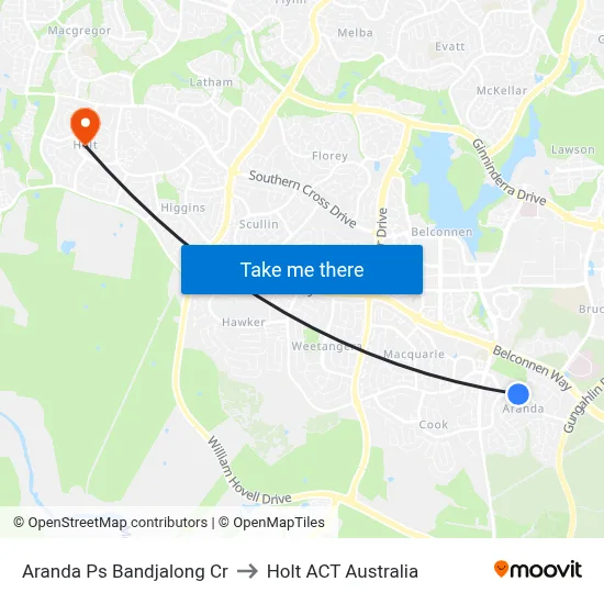 Aranda Ps Bandjalong Cr to Holt ACT Australia map