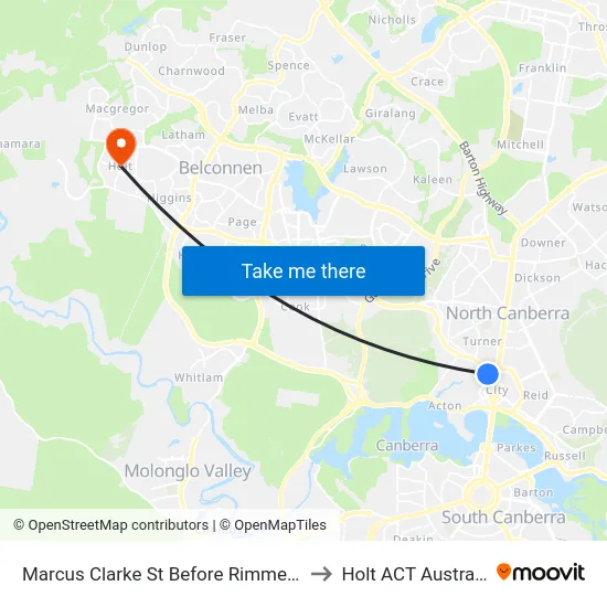 Marcus Clarke St Before Rimmer St to Holt ACT Australia map