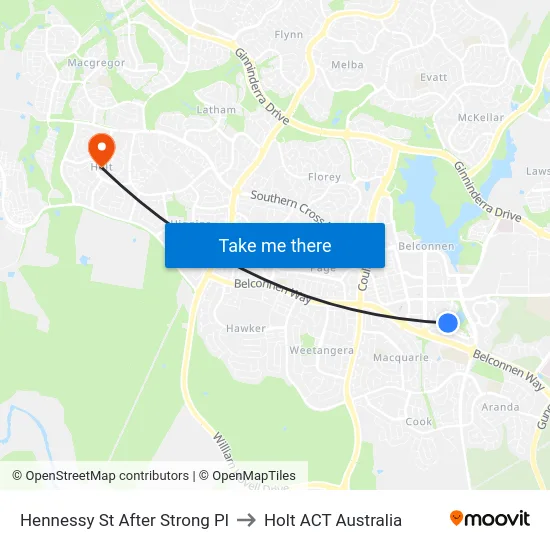 Hennessy St After Strong Pl to Holt ACT Australia map