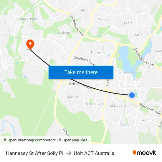 Hennessy St After Solly Pl to Holt ACT Australia map