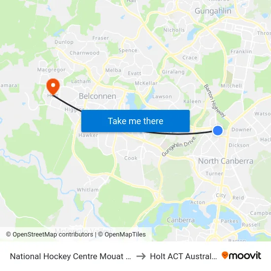 National Hockey Centre Mouat St to Holt ACT Australia map