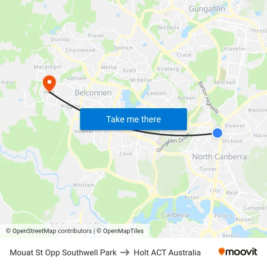 Mouat St Opp Southwell Park to Holt ACT Australia map