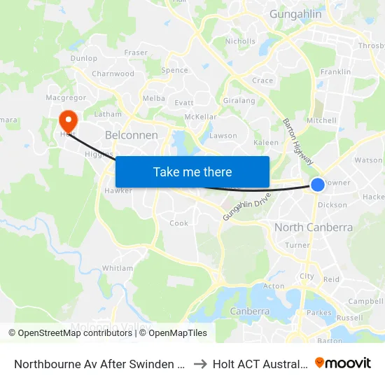 Northbourne Av After Swinden St to Holt ACT Australia map