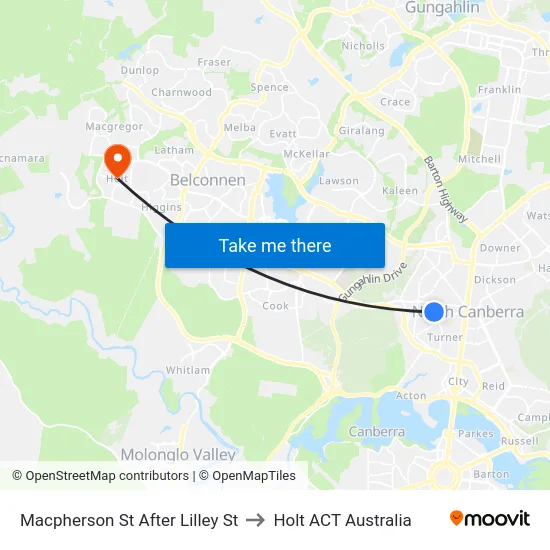 Macpherson St After Lilley St to Holt ACT Australia map