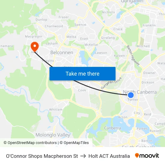 O'Connor Shops Macpherson St to Holt ACT Australia map