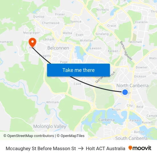 Mccaughey St Before Masson St to Holt ACT Australia map