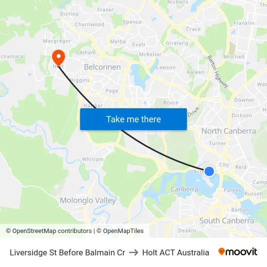 Liversidge St Before Balmain Cr to Holt ACT Australia map
