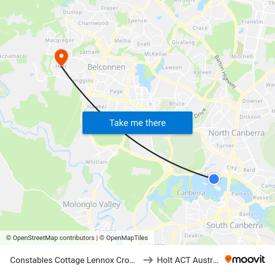 Constables Cottage Lennox Crossing to Holt ACT Australia map