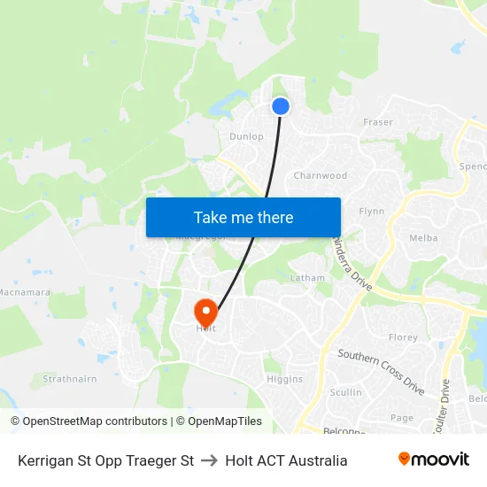 Kerrigan St Opp Traeger St to Holt ACT Australia map