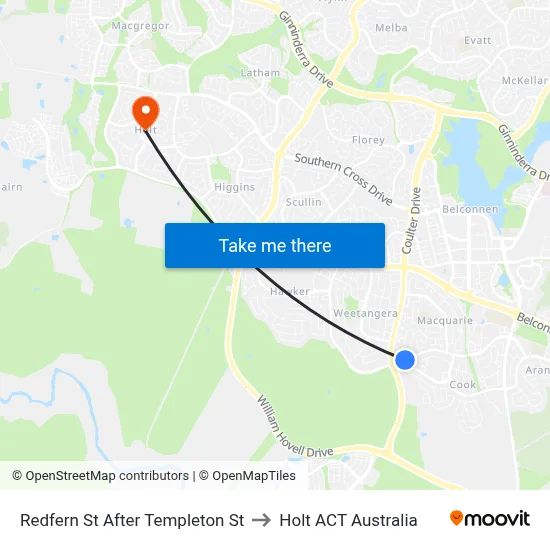 Redfern St After Templeton St to Holt ACT Australia map