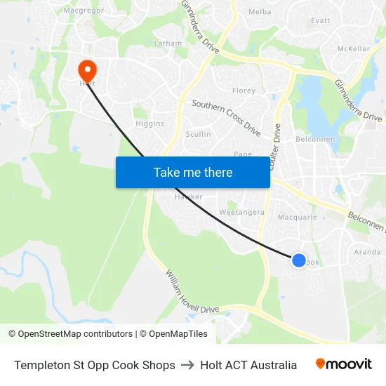 Templeton St Opp Cook Shops to Holt ACT Australia map