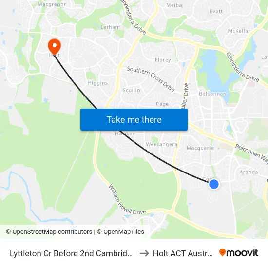 Lyttleton Cr Before 2nd Cambridge St to Holt ACT Australia map