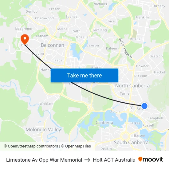 Limestone Av Opp War Memorial to Holt ACT Australia map