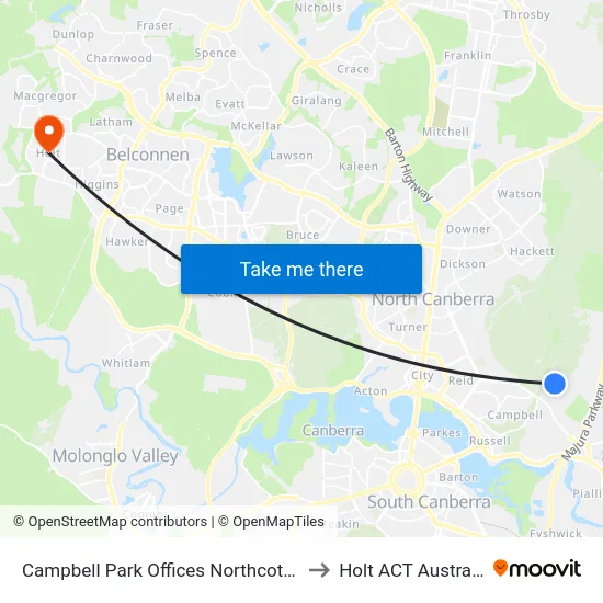 Campbell Park Offices Northcott Dr to Holt ACT Australia map