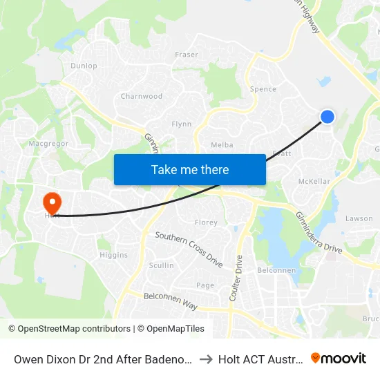 Owen Dixon Dr 2nd After Badenoch Cr to Holt ACT Australia map