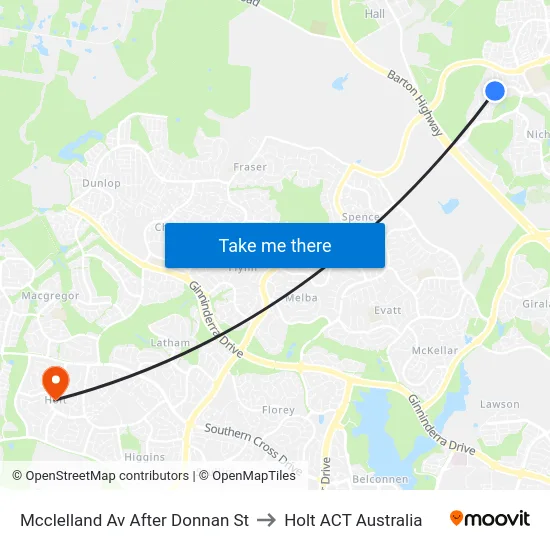 Mcclelland Av After Donnan St to Holt ACT Australia map