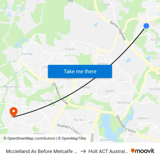 Mcclelland Av Before Metcalfe St to Holt ACT Australia map