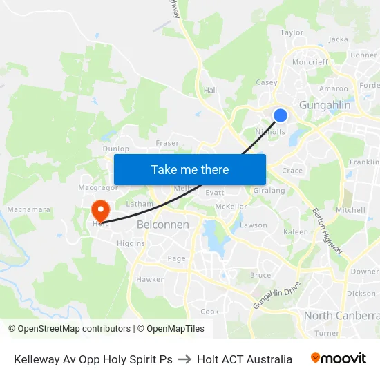 Kelleway Av Opp Holy Spirit Ps to Holt ACT Australia map