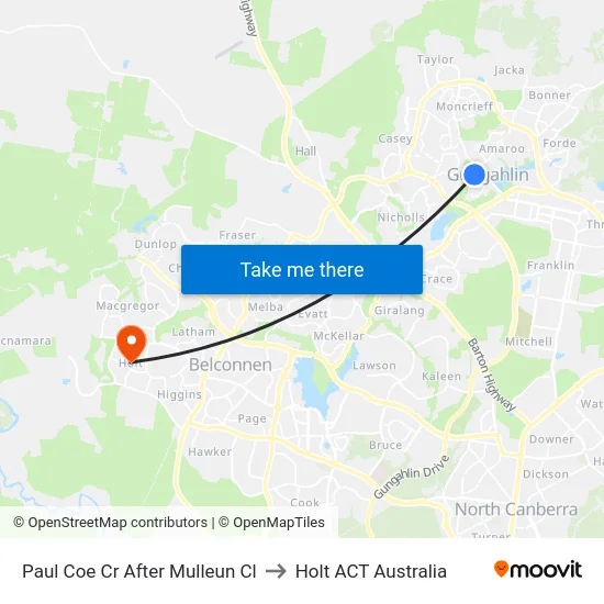 Paul Coe Cr After Mulleun Cl to Holt ACT Australia map