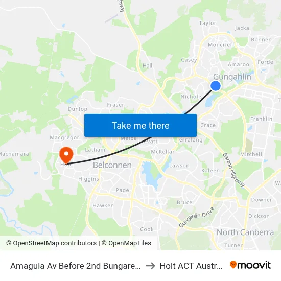 Amagula Av Before 2nd Bungaree Cr to Holt ACT Australia map