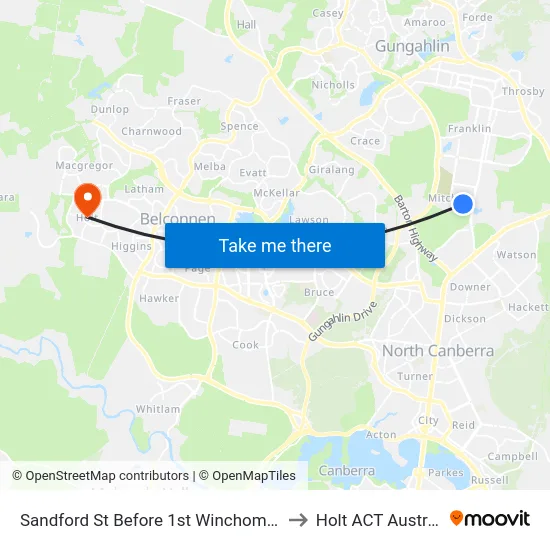 Sandford St Before 1st Winchombe Ct to Holt ACT Australia map