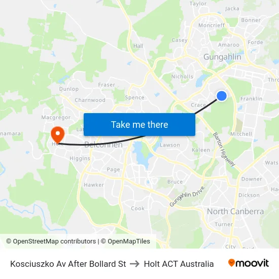 Kosciuszko Av After Bollard St to Holt ACT Australia map