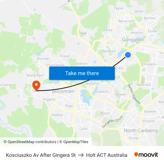 Kosciuszko Av After Gingera St to Holt ACT Australia map