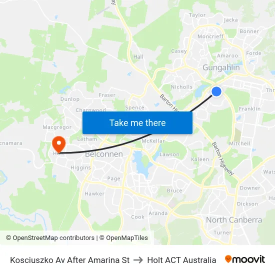 Kosciuszko Av After Amarina St to Holt ACT Australia map