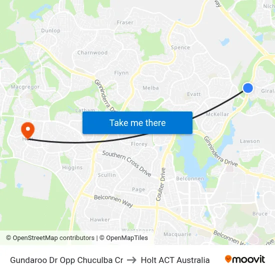Gundaroo Dr Opp Chuculba Cr to Holt ACT Australia map