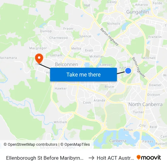 Ellenborough St Before Maribyrnong Av to Holt ACT Australia map