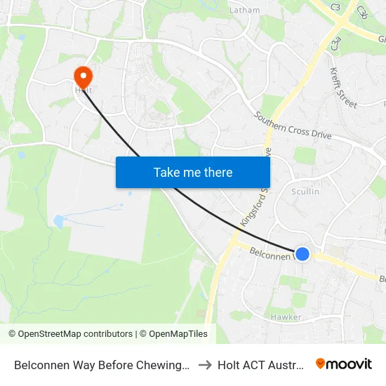 Belconnen Way Before Chewings St to Holt ACT Australia map