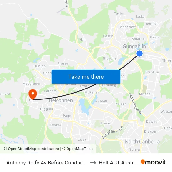 Anthony Rolfe Av Before Gundaroo Rd to Holt ACT Australia map