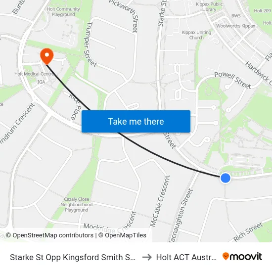 Starke St Opp Kingsford Smith School to Holt ACT Australia map