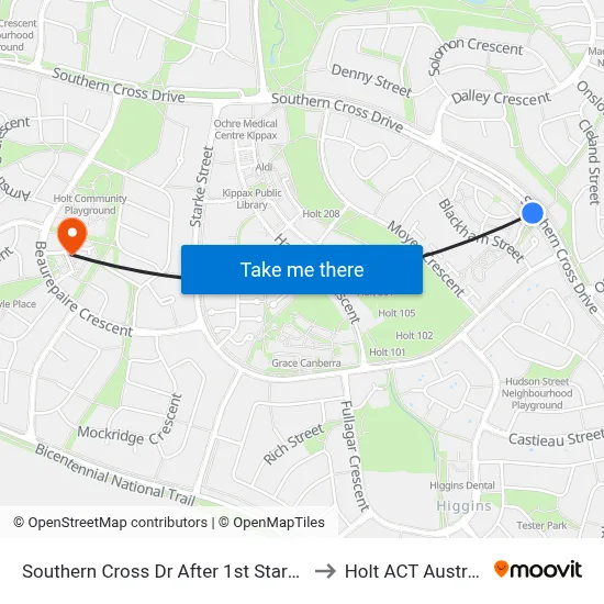 Southern Cross Dr After 1st Starke St to Holt ACT Australia map