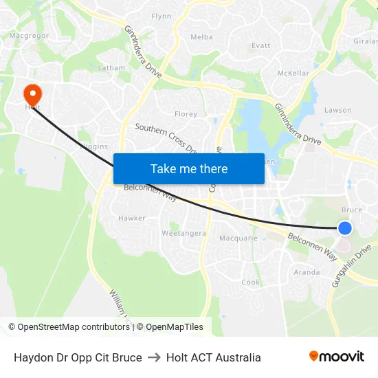 Haydon Dr Opp Cit Bruce to Holt ACT Australia map