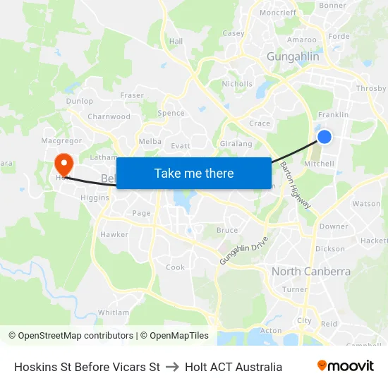 Hoskins St Before Vicars St to Holt ACT Australia map