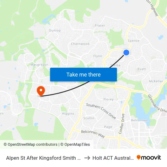 Alpen St After Kingsford Smith Dr to Holt ACT Australia map