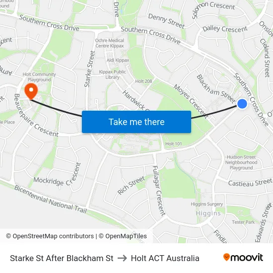 Starke St After Blackham St to Holt ACT Australia map