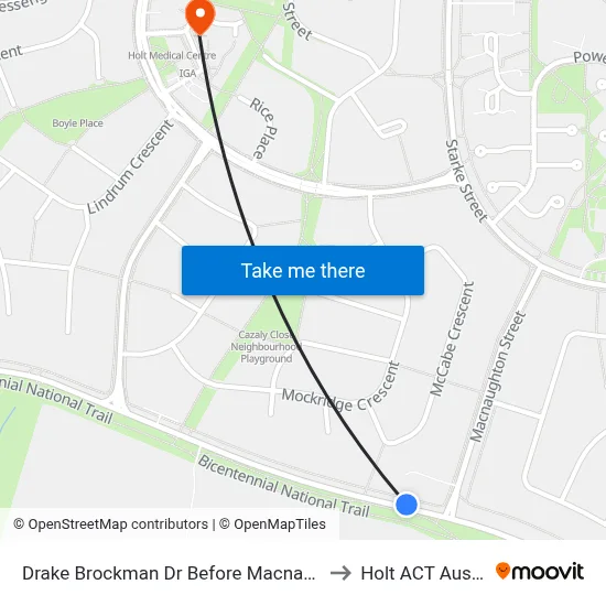 Drake Brockman Dr Before Macnaughton St to Holt ACT Australia map