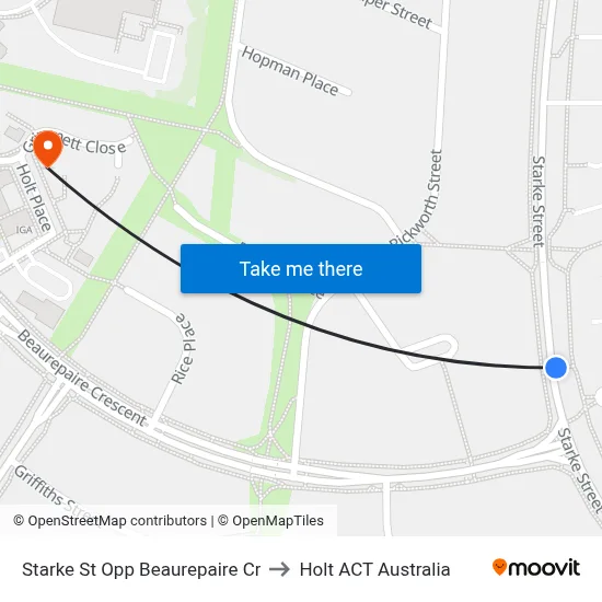 Starke St Opp Beaurepaire Cr to Holt ACT Australia map
