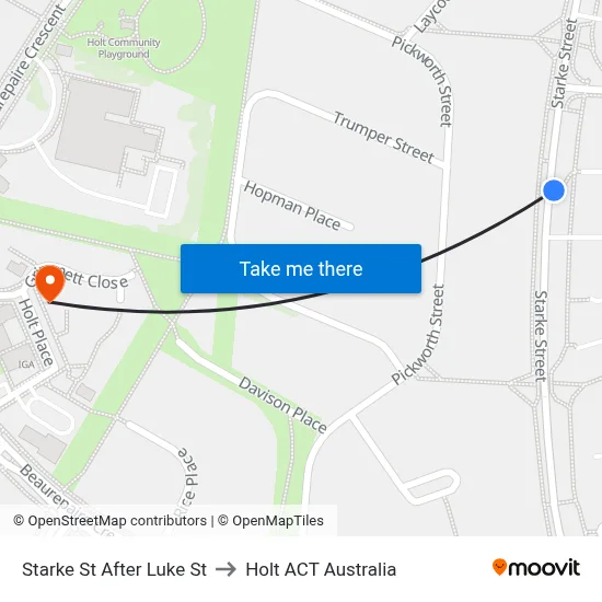 Starke St After Luke St to Holt ACT Australia map