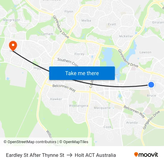 Eardley St After Thynne St to Holt ACT Australia map