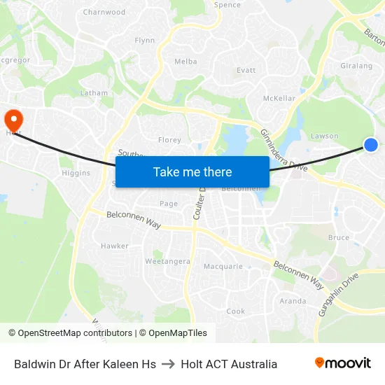 Baldwin Dr After Kaleen Hs to Holt ACT Australia map