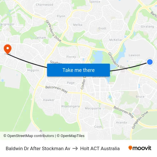 Baldwin Dr After Stockman Av to Holt ACT Australia map