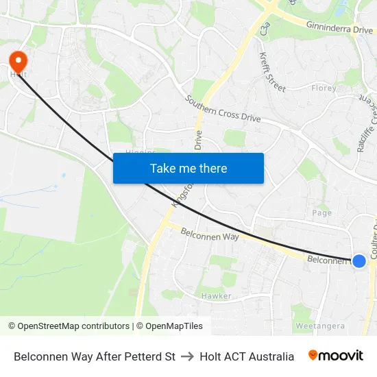 Belconnen Way After Petterd St to Holt ACT Australia map
