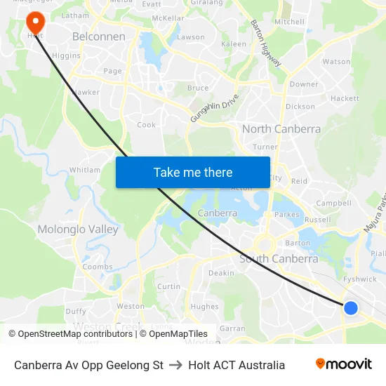 Canberra Av Opp Geelong St to Holt ACT Australia map