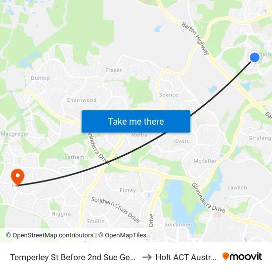 Temperley St Before 2nd Sue Geh Cct to Holt ACT Australia map
