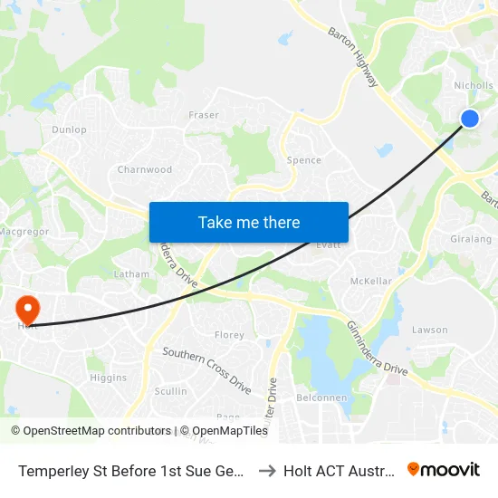 Temperley St Before 1st Sue Geh Cct to Holt ACT Australia map